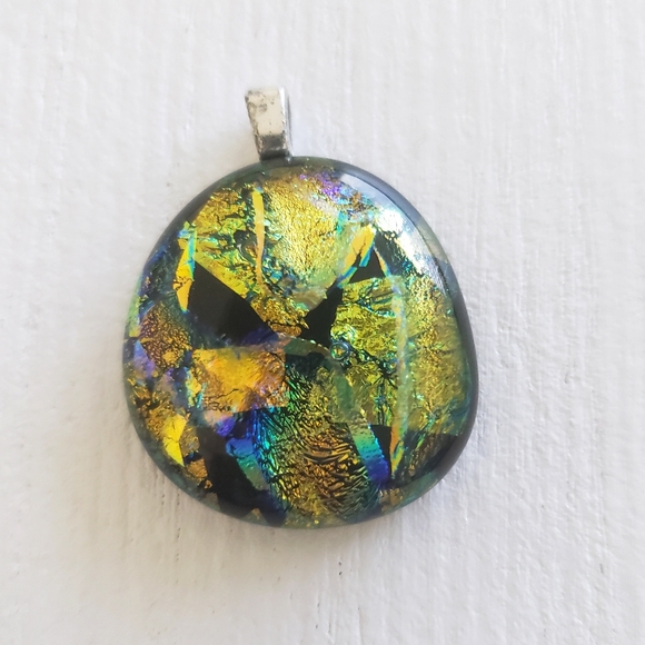 3 Dichroic Glass Pendants - Picture 3 of 11
